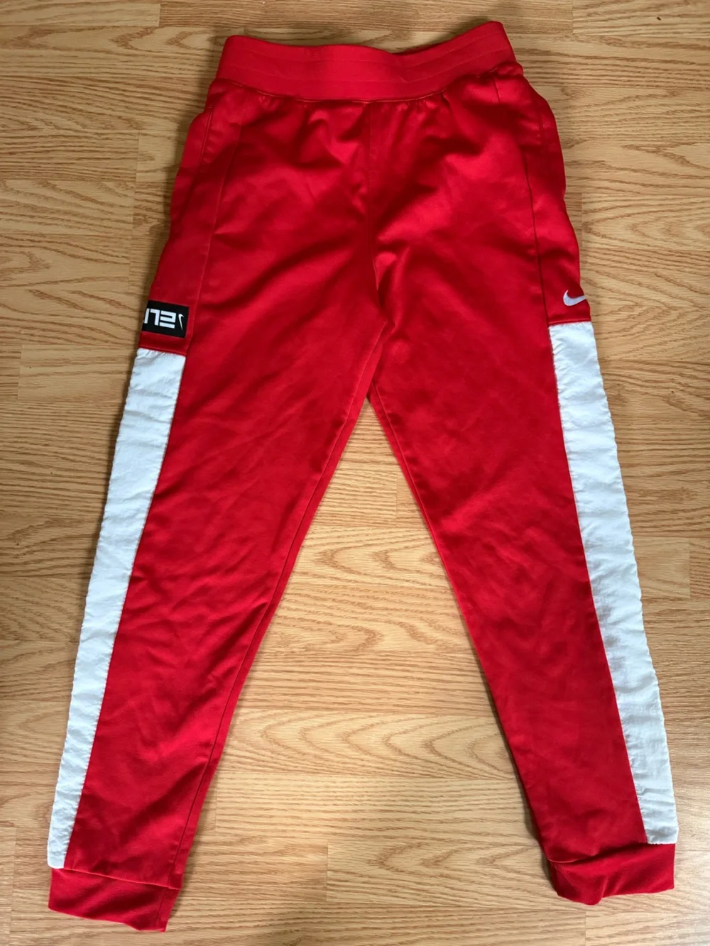 Nike Kids Red Joggers with White Side Panels